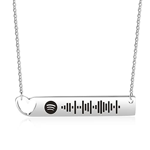 ALBERTBAND Halskette für Frauen Halsketten Personalisierte Scanbare Musik Spotify Code Halskette Benutzerdefinierte Musik Song Anhänger Schmuck für Freundin Freund (silver) von ALBERTBAND