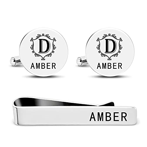 Albertband Personalisierte Manschettenknöpfe mit A-Z Alphabet Buchstaben Graviert 2 PCS Name Manschettenknöpfe für Männer Business Party Weihnachten Bräutigam Trauzeuge Geburtstag (#style 21) von ALBERTBAND