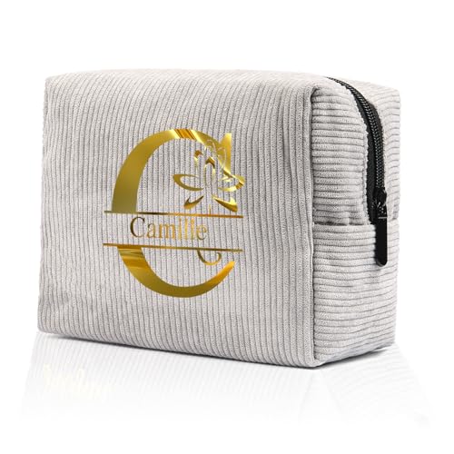 Kosmetiktasche für Damen Personalisierte Make-up Taschen mit A-Z Namen Geburtstag Blumen Geburtstagsgeschenke Für Frauen (#4) von ALBERTBAND