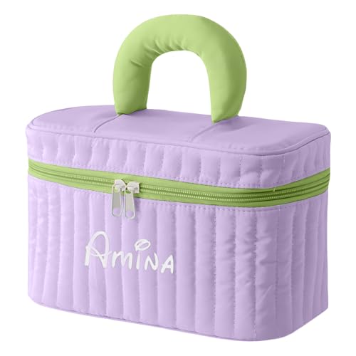 Personalisierte Kosmetiktasche für Frauen Make-up Taschen mit Namen Geschenke für Mutter Tochter BFF Geburtstag (Violett) von ALBERTBAND