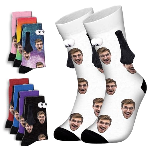 ALBK Socken mit Gesicht Personalisiert, Hände Socken Personalisiert Foto Individuell Socken mit Foto Bedruckte Socken Lustige Geschenke Personalisierte Fotosocken für Männer Frauen von ALBK