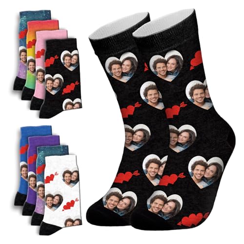 ALBK Socken mit Gesicht Personalisiert, Socken Personalisiert Foto Individuell Socken mit Foto Bedruckte Socken Lustige Geschenke Personalisierte Fotosocken für Männer Frauen,heart von ALBK