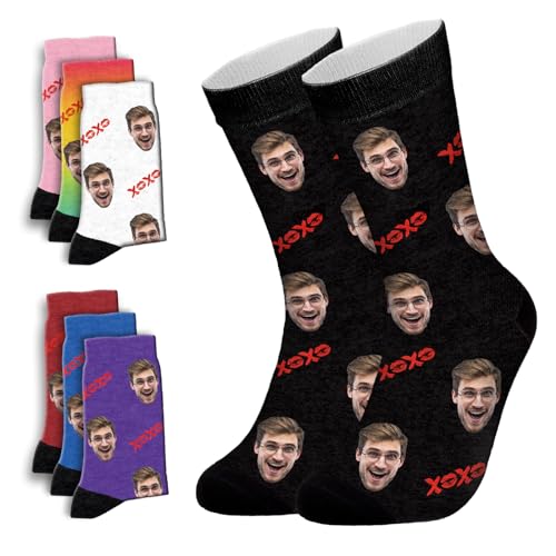 ALBK Socken mit Gesicht Personalisiert, Socken Personalisiert Foto Individuell Socken mit Foto Bedruckte Socken Lustige Geschenke Personalisierte Fotosocken für Männer Frauen,xoxo von ALBK