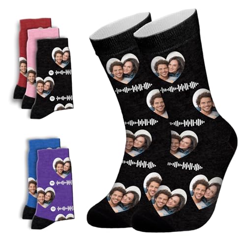 ALBK Socken mit Gesicht Personalisiert, Spotify Socken Personalisiert Foto Individuell Socken mit Foto Bedruckte Socken Lustige Geschenke Personalisierte Fotosocken für Männer Frauen von ALBK