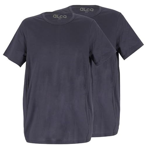 Alca Fashion 100% Baumwolle Authentic T-Shirt Herren 2er Set | Für Männer mit Übergröße Bauchumfang | O-Ausschnitt/Rundhals | Perfekt sitzendes T-Shirt für größeren Taillenumfang | Dunkelgrau 5XL von Alca Fashion