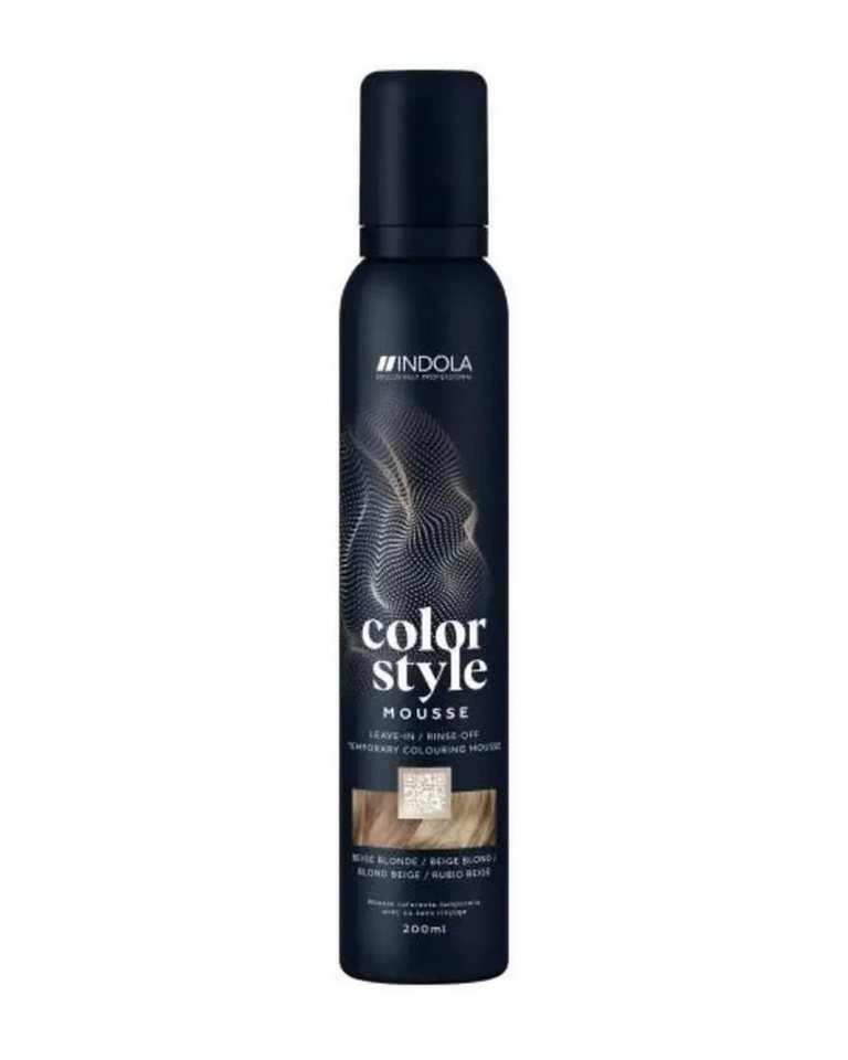 Indola Haarfestiger INDOLA Color Style Mouse Farb-Schaumfestiger Beige Blond 200 ml, Packung, das Mousse bietet Glanz, Pflege und flexible Farbveränderung von Indola
