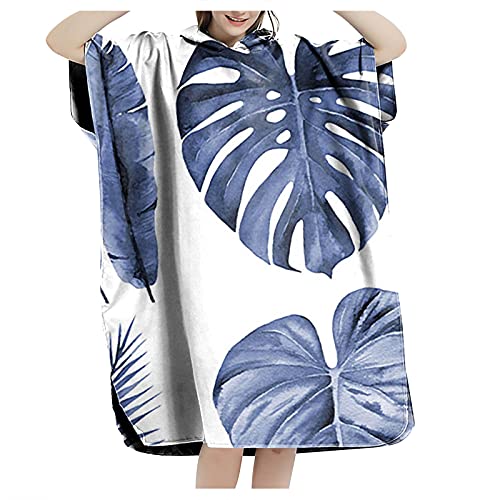 ALCRISP Bademantel Sauna Damen Poncho mit Kapuze Große Größen Ärmellos Knielänge Blumenmuster Schnelltrocknender Mantel für Frauen von ALCRISP
