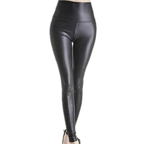 ALCRISP Kunstleder Leggings Damen Stretch High Waist Lederleggings Schwarz Lederhose Damen Leggins Elegant Thermo Leder Leggings Winter Übergröße Kunstlederhose Sexy von ALCRISP