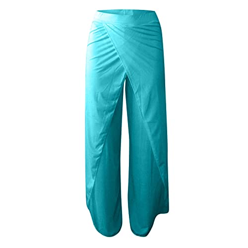 ALCRISP Hose Damen Sommer Wickelhose mit Schlitz Weites Bein Yogahose Leicht Luftige Sommerhose Dünne Bequeme Sporthose für Frauen von ALCRISP