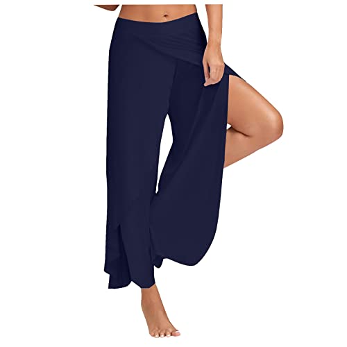 ALCRISP Leichte Sommerhose, Damen Hose Damen Sommer Wickelhose Damen mit Schlitz Weites Bein Yogahose Leicht Luftige Sommerhose Dünne Bequeme Sporthose für Frauen Bunte Schlaghose Damen… von ALCRISP