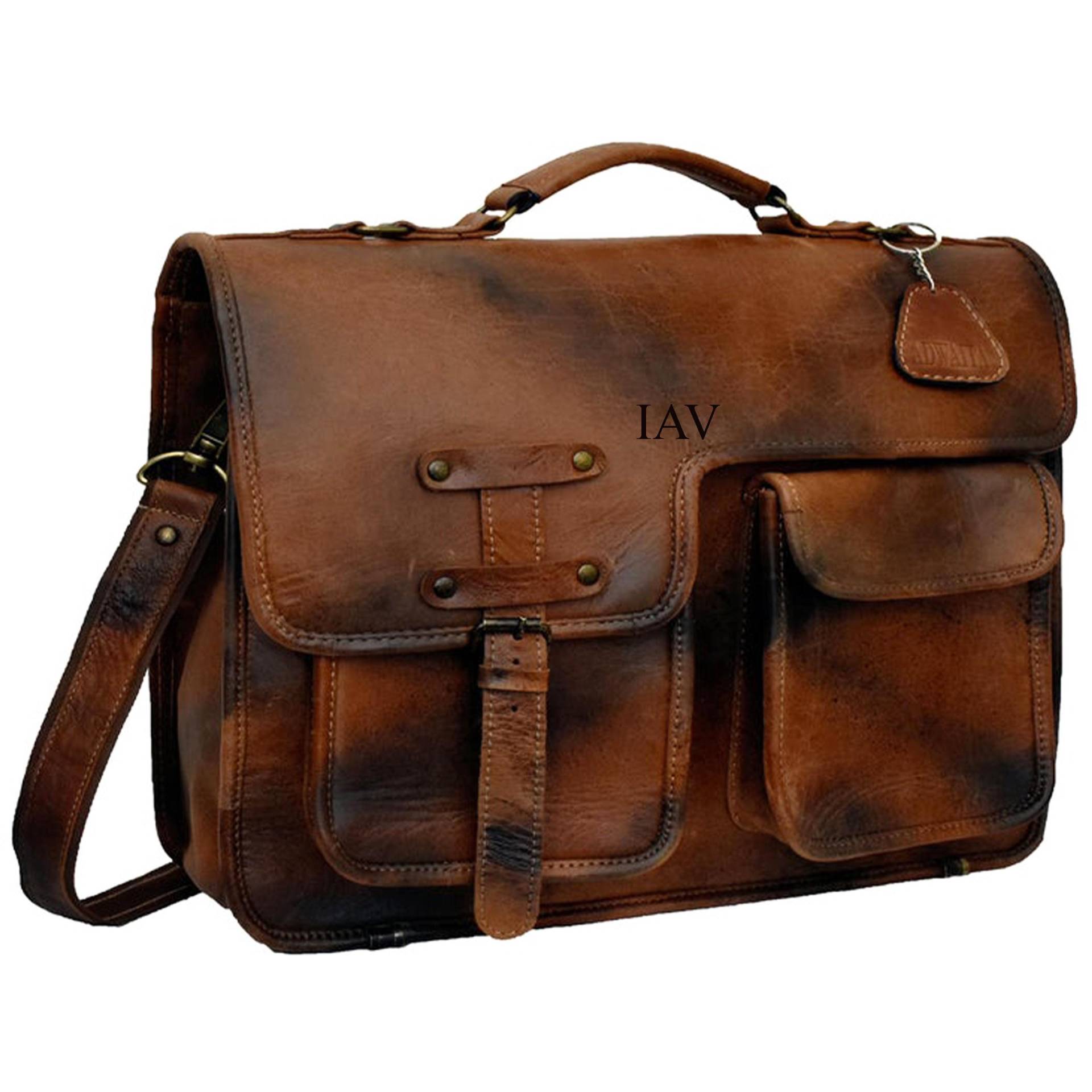 Personalisierte Umhängetasche Aus Echtem Vollrindleder Für Herren - 14″16″18″ Laptoptasche Rustikaler Stil Geschenk Ihn von ALDESAKA