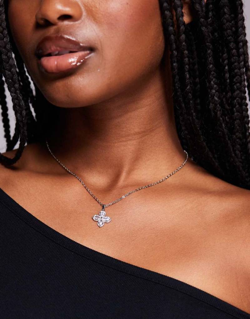 ALDO - Eleannor - Halskette in Silberoptik mit schmucksteinbesetztem Kleeblattanhänger von ALDO