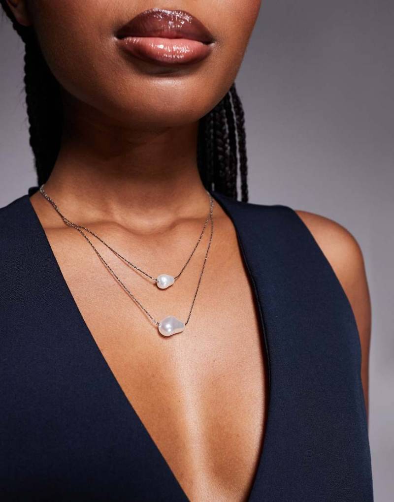 ALDO - Indrois - Mehrreihige Halskette in Silber mit Perlenanhänger von ALDO