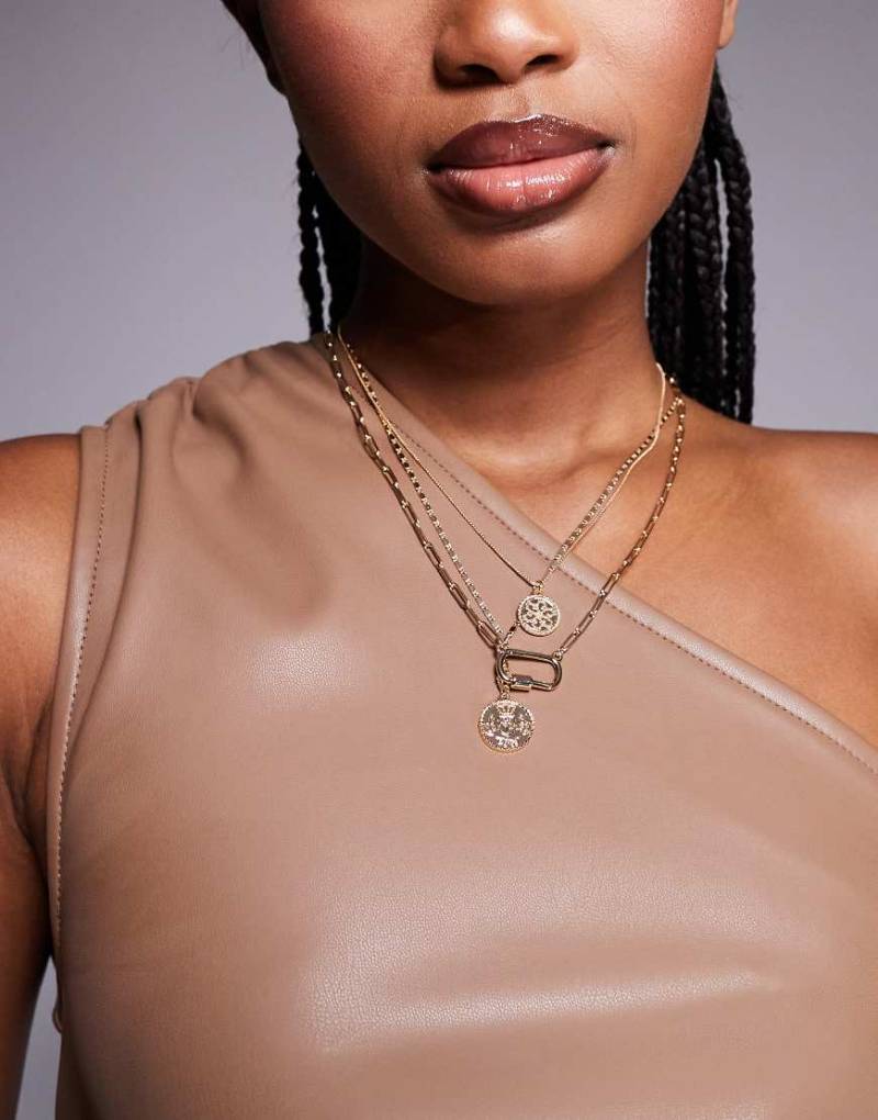 ALDO - Intuition - Mehrreihige Halskette in Gold mit Münzanhänger-Goldfarben von ALDO