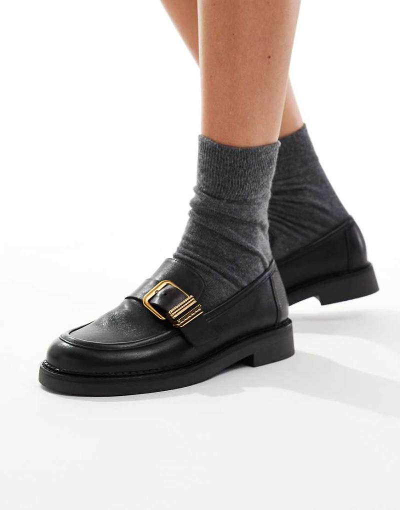 ALDO - Kalya - Loafer in Schwarz mit goldfarbener Schnalle von ALDO