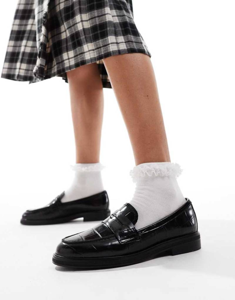 ALDO - Lededanten - Leder-Loafer in Schwarz mit Kroko-Optik von ALDO