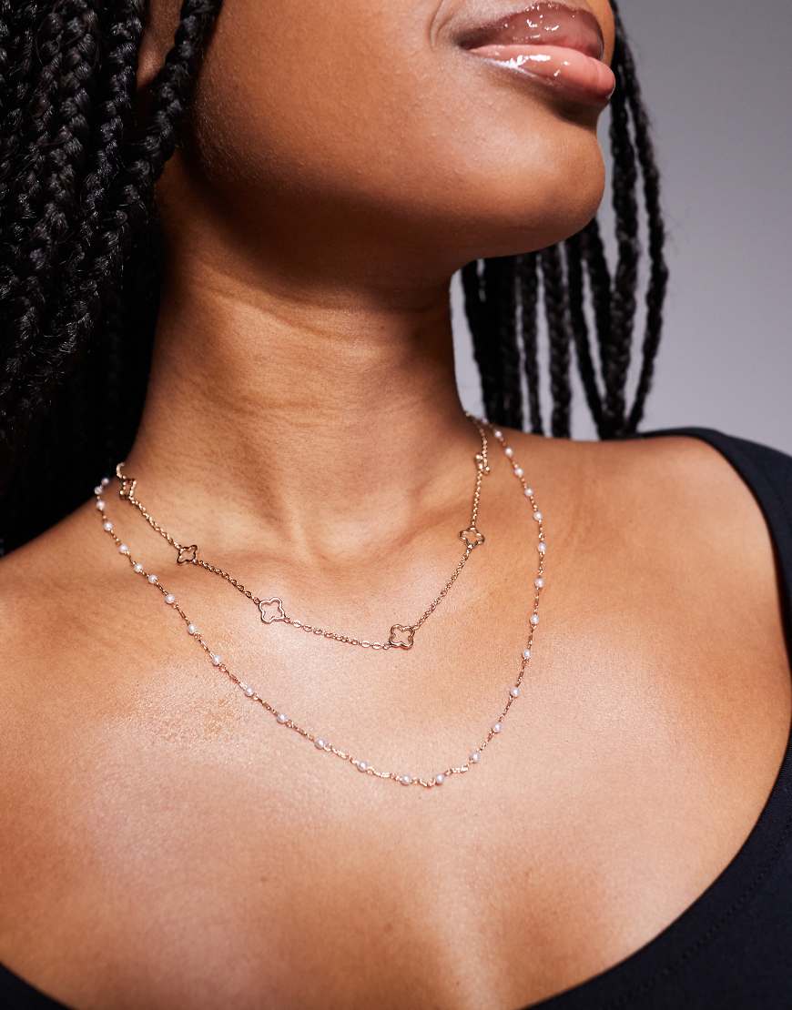 ALDO - Lilavi - Mehrreihige Choker-Halskette in Gold mit Blumenanhängern-Goldfarben von ALDO