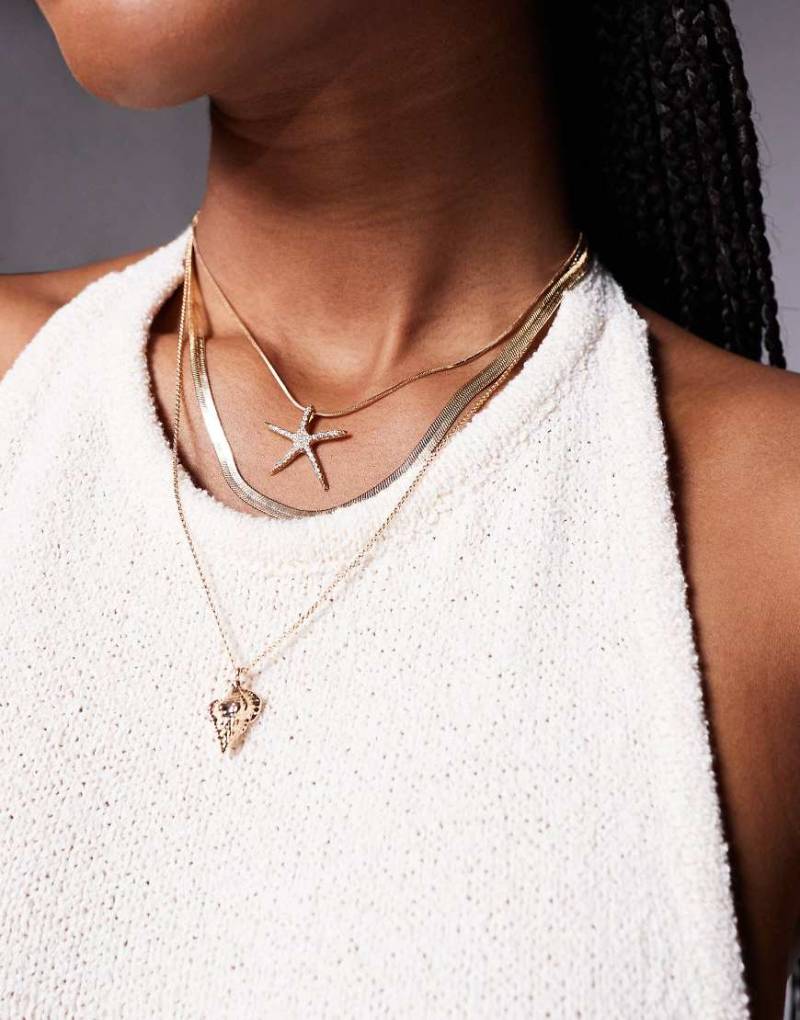 ALDO - Mehrreihige Halskette in Goldoptik mit Seestern-Anhänger-Goldfarben von ALDO