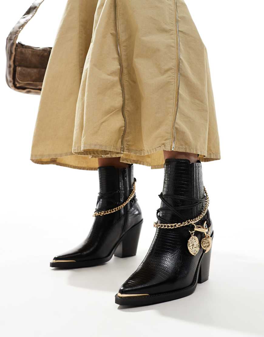 ALDO - Phenix - Schwarze Stiefeletten mit Absatz im Western-Stil von ALDO
