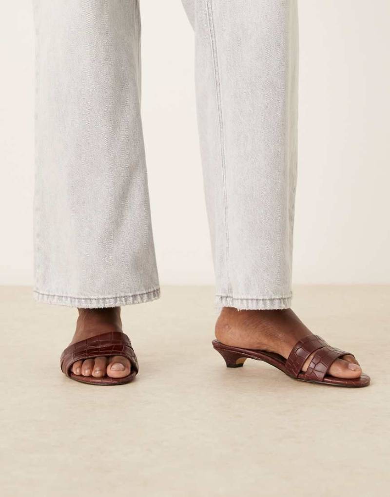 ALDO - Scarletta - Sandalen aus Leder in Kroko-Schwarz mit Absatz von ALDO