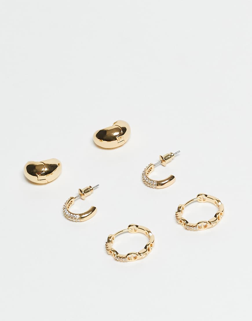 ALDO - Sophiiaa - 3er-Pack goldfarbene Ohrringe im Pavé-, Tropfen- und Kettendesign von ALDO