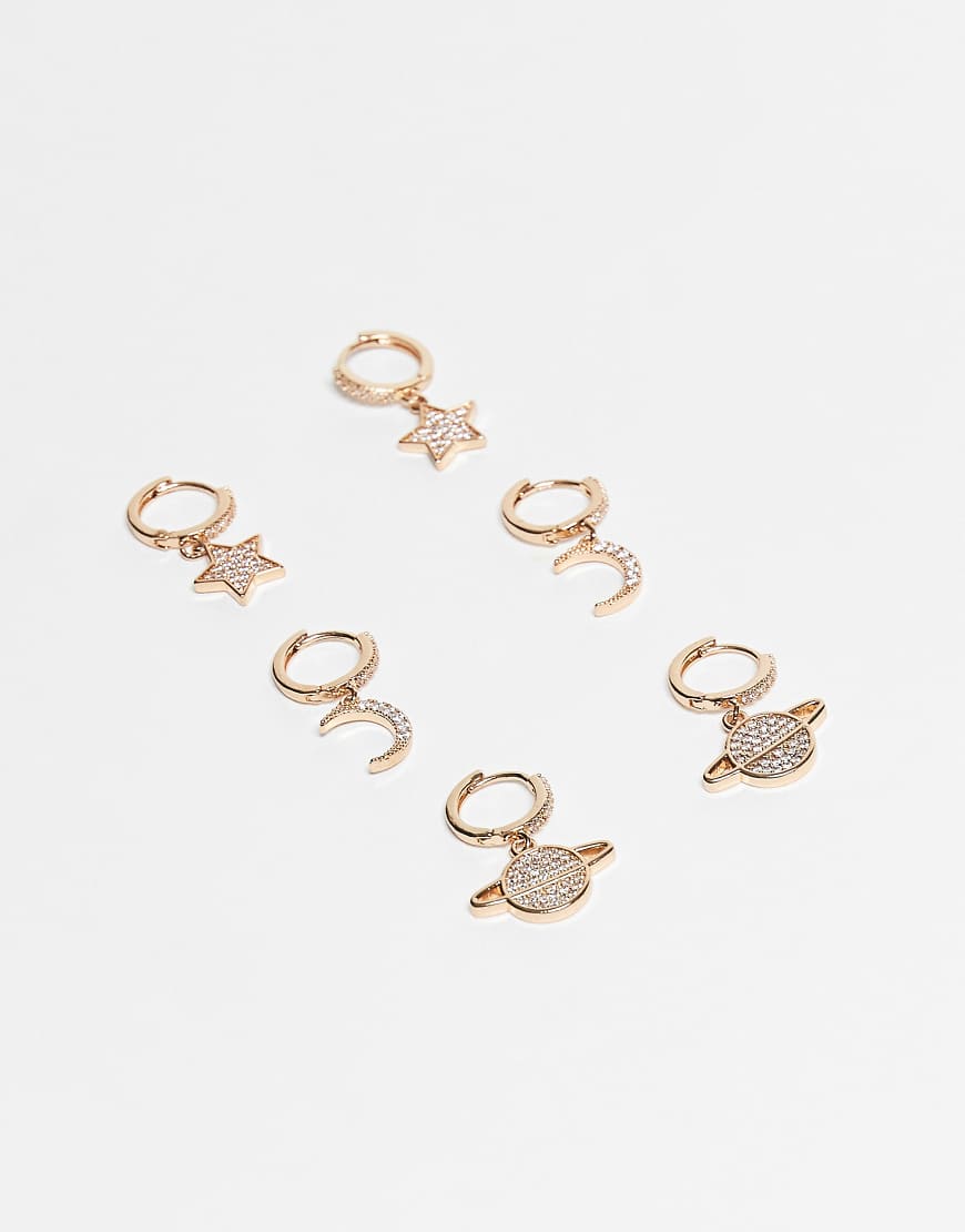 ALDO - Wealign - 3er-Pack goldfarbene Ohrringe mit Anhängern mit Himmelskörper-Design von ALDO