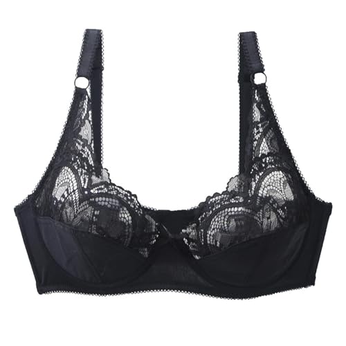 ALDOLA BH große brüste starker Halt Schwarz mit bügel Damen Bralette für büstenhebe Damen Spitze Push up mit Abnehmbare Träger Bra weich bequem(Größe:90D) von ALDOLA