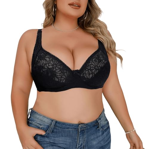 ALDOLA BH mit bügel Schwarz Pushup BH Damen Damen BH Push up Bustier für Frauen Bra Mit Polstern Atmungsaktiv Bügel BH(Größe:100C) von ALDOLA
