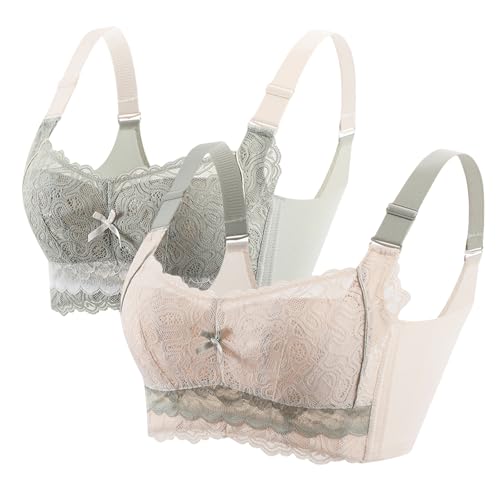 ALDOLA BHS Frauen BH Damen ohne bügel große größen grün + beige miederkette zum Dirndl unsichtbar nahtlos Bra weich bequem unsichtbar nahtlos Unter der Kleidung BH (Größe：100D) von ALDOLA