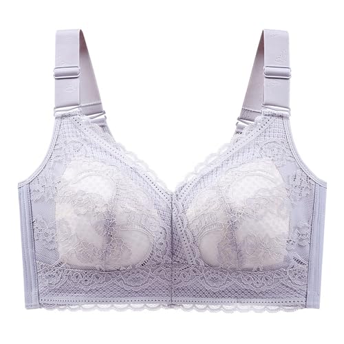 ALDOLA Damen BH Push up Minimizer BH ohne bügel grau Vollschalen Spitze BH klassischer Nahtloser Spitzen BH Bequemer Nahtloser BH mit vollständiger Abdeckung für Damen (Größe：95E) von ALDOLA