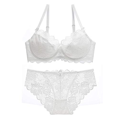 ALDOLA Damen BH Set BH Push up Weiß Push Up BHS für Frauen Lace Plus Size Wide Back Underwear Korsett BH(Größe:90C) von ALDOLA