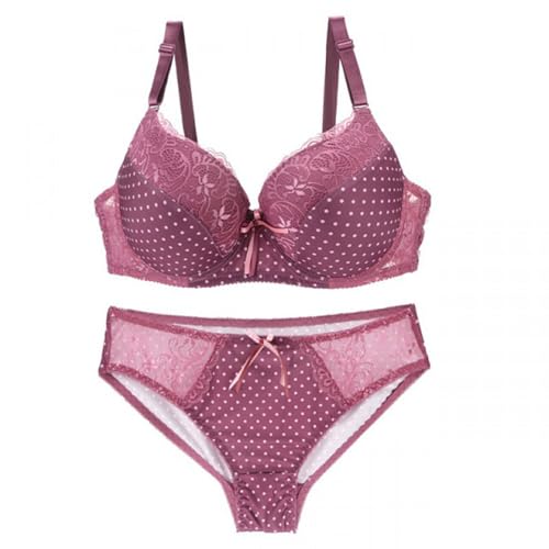 ALDOLA Damen BH Set mit bügel BH Damen Push up Rot Damen BH Vollschalen Floraler Spitze BH ohne Polster Bügel BH Soft Cup Soft Cup Bra (Größe:85B) von ALDOLA