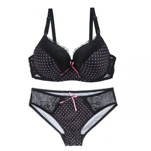 ALDOLA Damen BH Set mit bügel BH Damen Push up Schwarz Bustier Spitzen für Frauen Bra Mit Polstern Atmungsaktiv Bügel BH Soft Cup Bra (Größe:85B) von ALDOLA