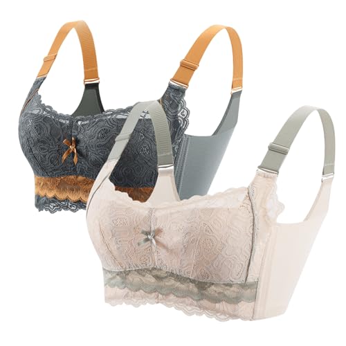 ALDOLA Damen BH drahtloser Minimizer BH Damen Beige + Dunkelgrün miederkette zum Dirndl Bralette Nahtlose Sport Bequemer Nahtloser BH mit vollständiger Abdeckung für Damen (Größe：105B) von ALDOLA