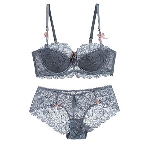 ALDOLA Damen unterwäsche BH mit bügel grau Damen Spitzen Bralette BH Bustier mit Bügel BH Gepolstert Cup Comfort Bra Unterwäsche （Größe：75A） von ALDOLA