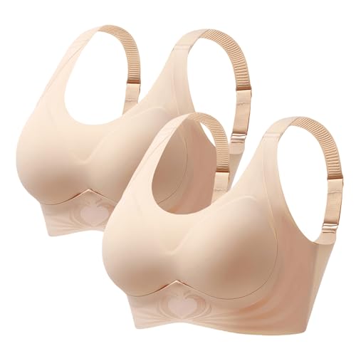 ALDOLA Maximizer Push up BH Damen ohne bügel große größen Hellgelb 2St Damen vollschalen BH Sport BH starker Halt t-Shirt BH Gepolstert (Größe:95E) von ALDOLA