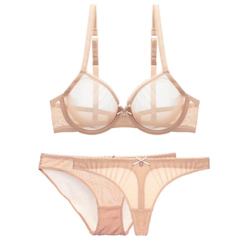 ALDOLA Maximizer Push up BH mit bügel Damen BH Set 3er Pack hellgelb Damen Minimizer BH Spitze mit Bügel Große Größen dursichtige unterwäsche (Größe:95E) von ALDOLA