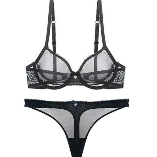 ALDOLA Maximizer Push up BH mit bügel Set Damen Schwarz Damen Minimizer BH Spitze mit Bügel Große Größen BH durchsichtig Damen (Größe:85E) von ALDOLA