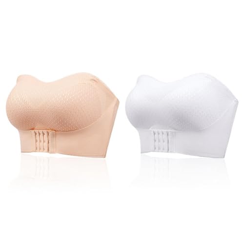 ALDOLA Minimizer BH ohne bügel BHS Frauen Push up BH Set Hellgelb + Weiß Damen BH ohne träger Push up trägerloser BH Bandeau BH große größen (Größe：95C von ALDOLA