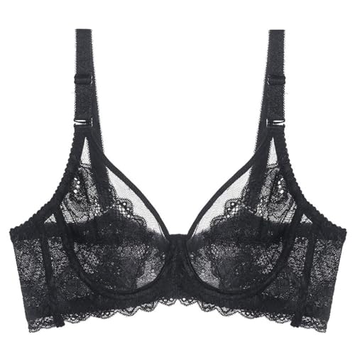 ALDOLA Pushup BH Damen Soft BH Soft Bras for Women Schwarz Damen Minimizer BH Spitze mit Bügel Große Größen(Größe:95B) von ALDOLA