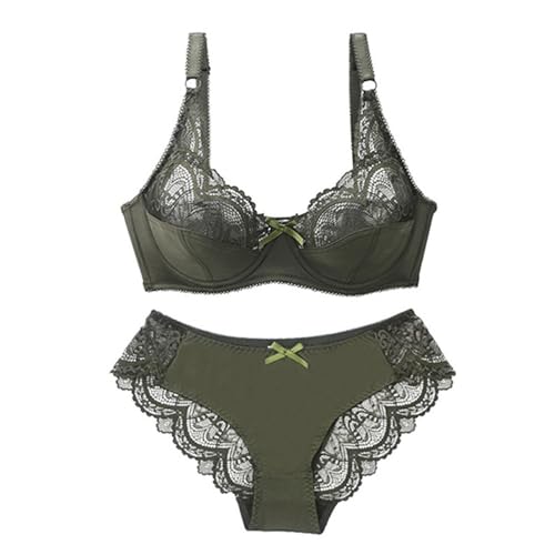 ALDOLA bügel für BH Set mit Slip Maximizer Push up BH Grün Push Up Damen Bügel BH Set Spitze BH und Slip Bra Panty Lingerie Unterwäsche mit Hakenverschluss und Verstellbare Träger (Größe:95C) von ALDOLA