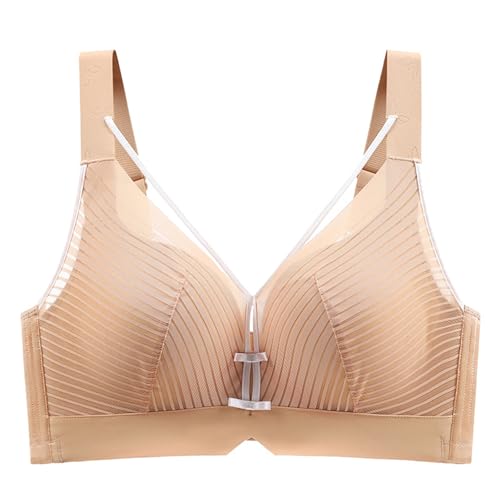 ALDOLA drahtloser Minimizer BH Damen Beige Push up BH Damen BH Push up Atmungsaktiver BH Damen Ohne Bügel Bequem und weich Bustier Damen Unsichtbarer Schlaf(Größe:120C) von ALDOLA