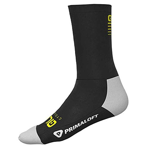Alé Cycling Unisex Thermo Primaloft 18cm Wintersocken, Schwarz/Fluo Gelb, M von ALE'