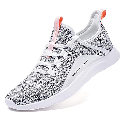 ALEADER Sneaker Damen Laufschuhe - Atmungsaktive Sportschuhe für Jogging, Workout, Freizeit drinnen Turnschuhe, barfussähnliche Schuhe für Damen Weiß Grau 36 EU von ALEADER