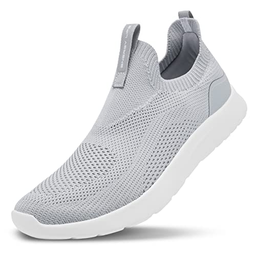 ALEADER Damen Slip On Energycloud Walkingschuhe Stretch Knit Sneakers Atmungsaktiv Athletic Tennis, Hell/Grau, 40 EU von ALEADER