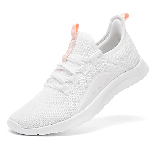 ALEADER Sneaker Damen Laufschuhe - Atmungsaktive Sportschuhe für Jogging, Workout, Freizeit drinnen Turnschuhe, barfussähnliche Schuhe für Damen Durchgehend Weiß 37 EU von ALEADER
