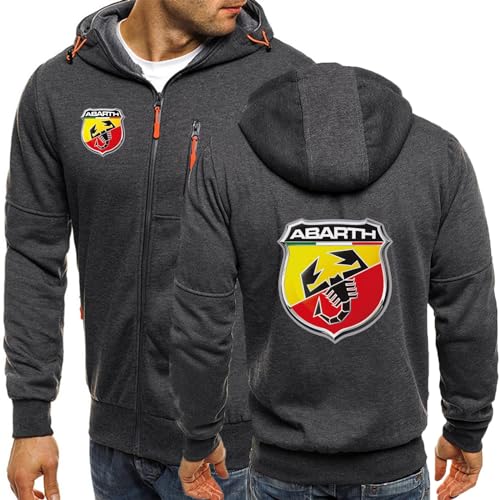 2024 Neue Herren-Hoodies für Abarth Jacken mit Reißverschluss Strickjacken Lässige Pullover Frühling Herbst Oberbekleidung Leichter Kapuzenpullover für Männer-Dark Gray A||M von ALEEIK