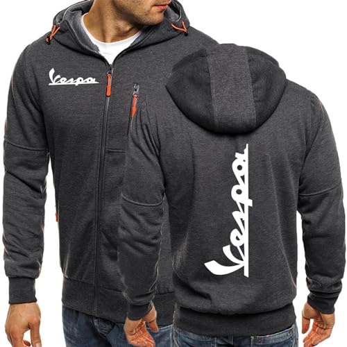 2024 Neuer Herren-Hoodie für den Service Vespa Pullover mit Reißverschluss Leichte Jacken Lässige Sweatshirts Langarm-Kapuzenpullover Bequemer Pullover-Dark Gray A||XL von ALEEIK