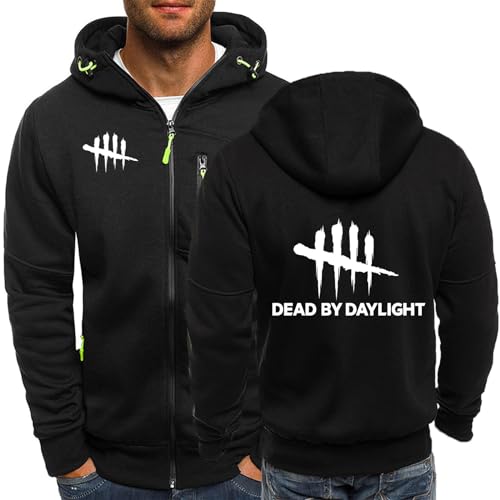 ALEEIK 2024 Herren Kapuzenpullover für Dead Daylight Strickjacke mit vollem Reißverschluss Leichter Pullover Fleece Kapuze Arbeitsoberbekleidung mit Kapuze für Männer-Black||3XL von ALEEIK