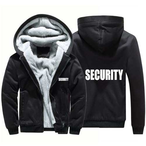 ALEEIK 2024 Herren Kapuzenpullover für Security Jacke mit Reißverschluss Winterpullover Fleece Mäntel Schweres Sweatshirt Lässige Oberteile für Herren-Black||L von ALEEIK